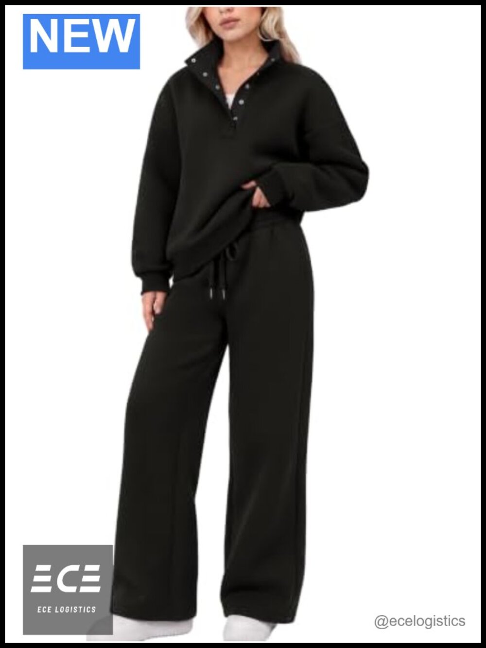 Women 2 Piece Sweatsuit Set Oversized Wide Leg Lounge Set Soft Cotton Blend